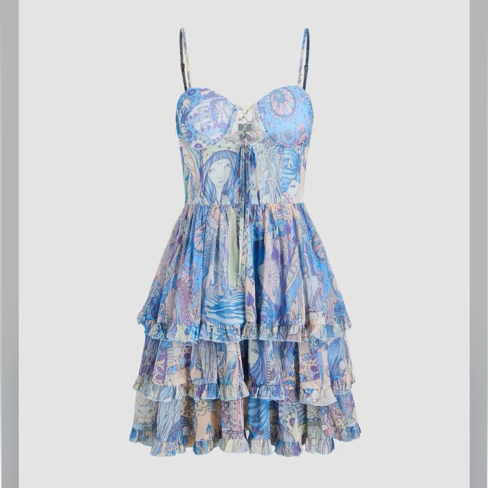 Cider Graphic Ruffle Dress